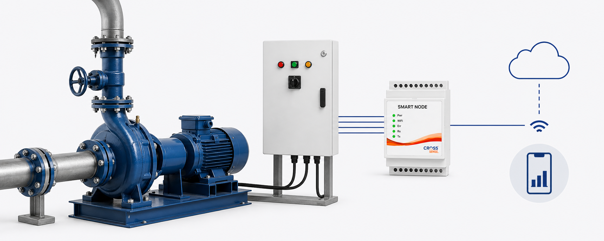 CrossSense pump station monitoring application with SmartNode and mobile visibility